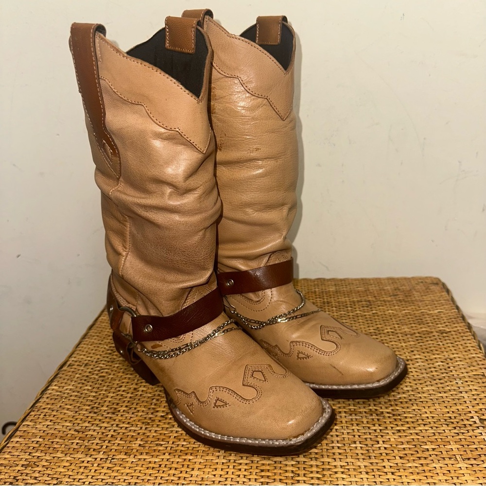 Smoky Mountain Women’s Slouchy Western Harness Cowgirl Boots Brown Style 6348